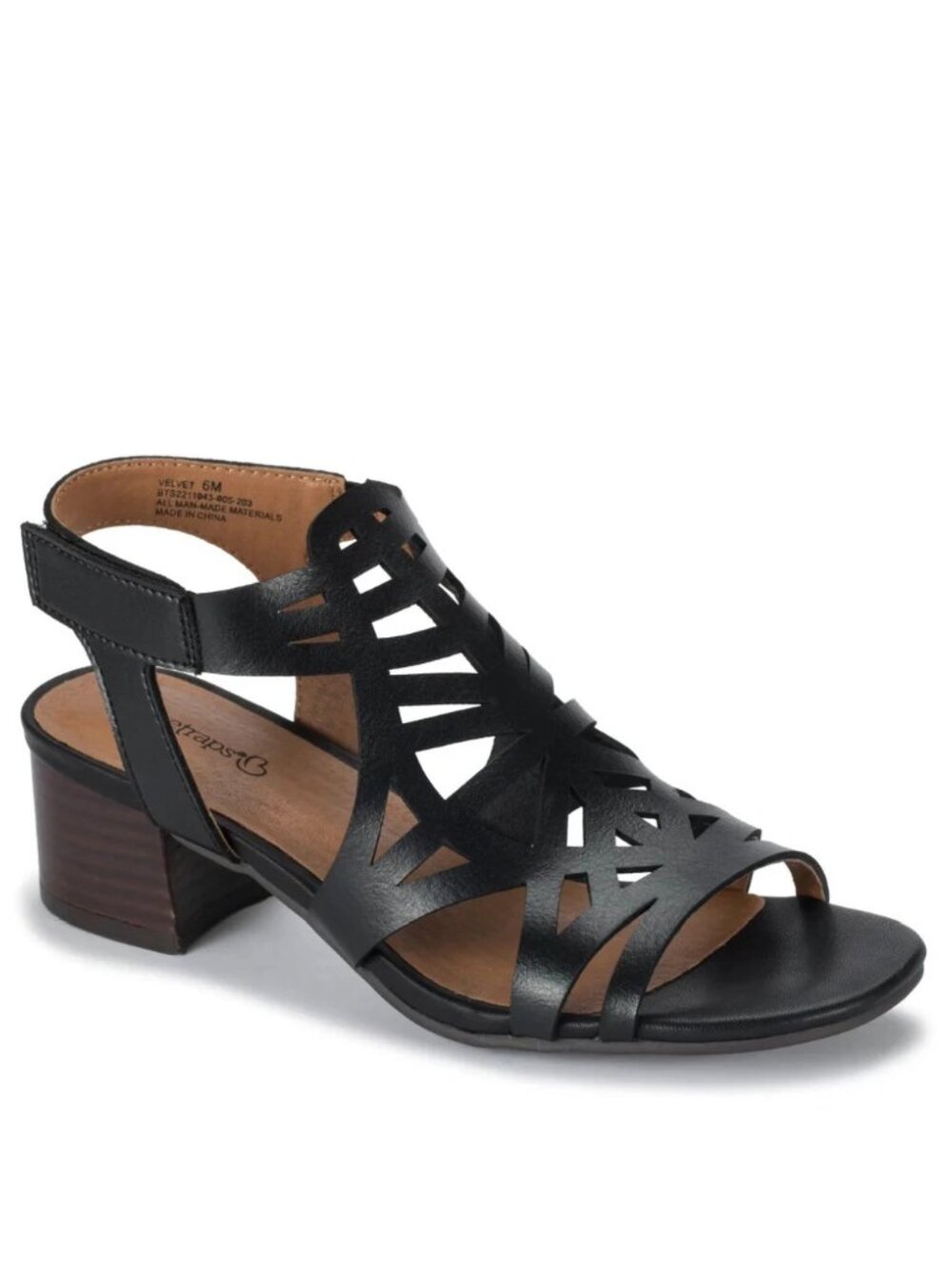 Baretraps Velvet Block Heel Sandals Black Women’s Size 5.5 NWT